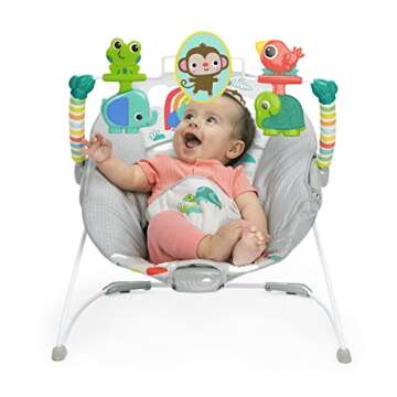 Bright Starts Playful Paradise Comfy Baby Bouncer Seat with Soothing Vibration and Toys, Unisex, 0-6...