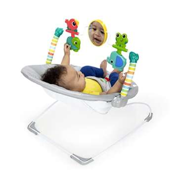 Bright Starts Playful Paradise Comfy Baby Bouncer Seat with Soothing Vibration and Toys, Unisex, 0-6 Months