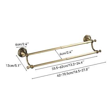 Antique Bronze Brass Double Towel Bar,Adjustable 15.5 to 27.5 Inch Bath Towel Bar Rack for Bathroom ...