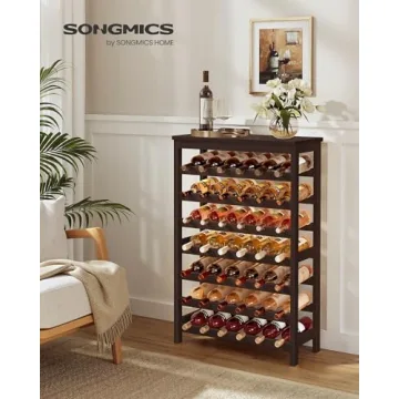 SONGMICS 42-Bottle Wine Rack Eco-friendly Bamboo Storage