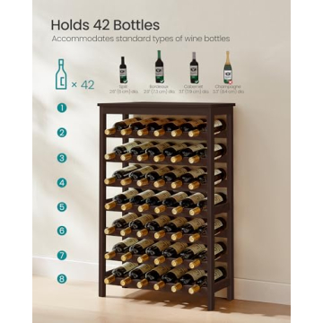 SONGMICS 42-Bottle Wine Rack Eco-friendly Bamboo Storage