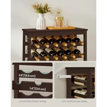 SONGMICS 42-Bottle Wine Rack Eco-friendly Bamboo Storage
