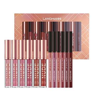 LANGMANNI 6 Matte Lipstick with 6 Lipliners Durable Makeup Set,Long-Lasting Non-Stick Cup Not Fade W...