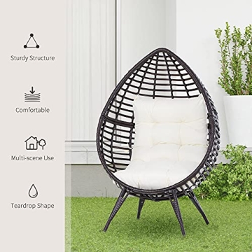 Cozy Outsunny Wicker Egg Chair for Indoor and Outdoor Use