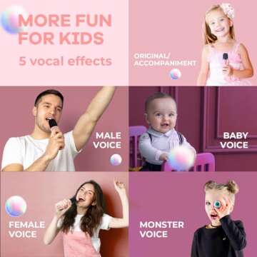 YLL Karaoke Machine for Kids Adults, Portable Mini Bluetooth Speaker with Wireless Microphone, Birthday Gifts Toys for Girls 4, 5, 6, 7, 8, 9, 10 +Year Old (Lightpink 1 Mic)
