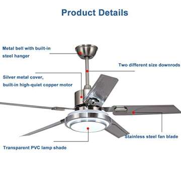 Elegant LUOLAX 52 Inch Ceiling Fan with Remote Control