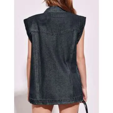 Stylish Oversized Sleeveless Denim Vest for Women