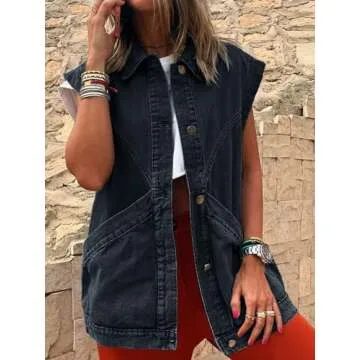 Stylish Oversized Sleeveless Denim Vest for Women