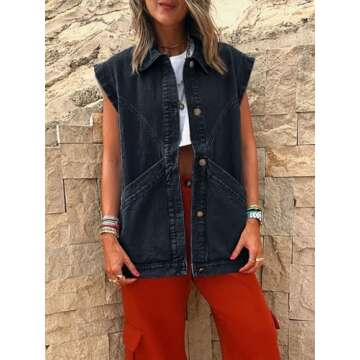 Stylish Oversized Sleeveless Denim Vest for Women