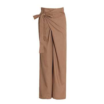 AOBRICON Wide Leg Pants for Women Casual Lace Up Pants High Waist Casual Elegant Wide Leg Pants Fashion Spring