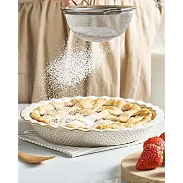 getstar Ceramic Pie Pan, 9 inch Pie Dish for Baking, Non-Stick, Oven & Dishwasher Safe, Farmhouse Decor Quiche Baking Dish, Pie Plate, Deep Dish Pie Pan (Embossed Dots)