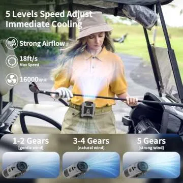 Socool 10000mAh Portable Waist Fan Clip on Wearable Belt Personal Fan Rechargeable Battery operated ...