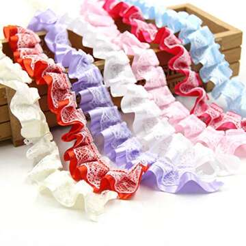 Yalulu 10 Yard Ruffled Chiffon Tape Ribbon - Versatile DIY Craft Material in Pink