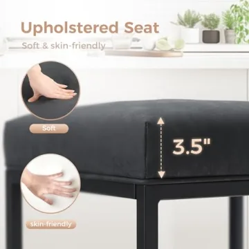 MAISON ARTS 24" Black Bar Stools Set for Kitchen Counter