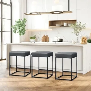 MAISON ARTS 24" Black Bar Stools Set for Kitchen Counter