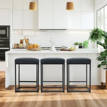 MAISON ARTS 24" Black Bar Stools Set for Kitchen Counter
