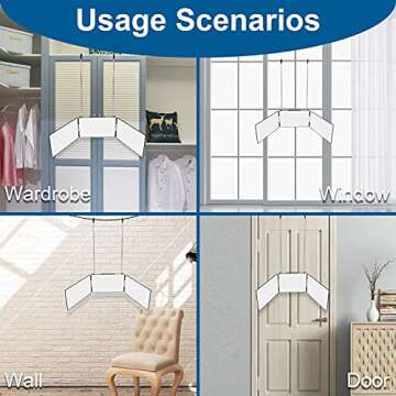 LMZNXCZ 3 Way Mirror for Self Hair Cutting,360 Haircuts Mirror Men for Barber Use Tools,to See Back of Head,Tri Fold Mirror with Portable Height Adjustable Telescoping Hooks