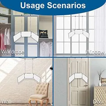 LMZNXCZ 3 Way Mirror for Self Hair Cutting,360 Haircuts Mirror Men for Barber Use Tools,to See Back of Head,Tri Fold Mirror with Portable Height Adjustable Telescoping Hooks