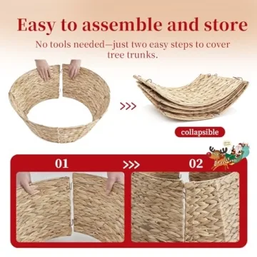 Sweetcrispy Braided Christmas Tree Collar for 4-7ft Trees