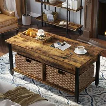 Elevate Your Living Space with Rolanstar Coffee Table Lift Top, Rustic Design