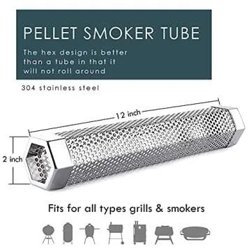 Smoke Tube - 12'' Smoke Tube for Pellet Grill 5 Hours of Billowing Smoke, Stainless Steel Pellet Smoker Tube for All Grill or Smoker, Hot or Cold Smoking
