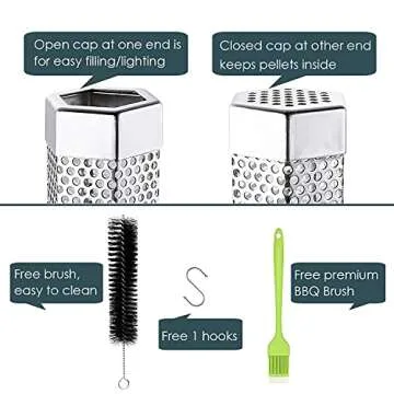Smoke Tube - 12'' Smoke Tube for Pellet Grill 5 Hours of Billowing Smoke, Stainless Steel Pellet Smoker Tube for All Grill or Smoker, Hot or Cold Smoking