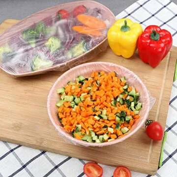 DYM 90PCS Reusable Elastic - Stretch Bowl Covers with Stretch PE Plastic Food Storage Covers Elastic Dish Plate Wrap Bowl Covers for Leftover and Meal Prep (90), (Y11M)
