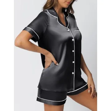 LILLUSORY Summer Silk Satin Pajama Set for Women