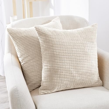 Luxurious Deconovo Corduroy Pillow Covers Set of 2, Soft & Decorative, Machine Washable, 18x18 Inch ...