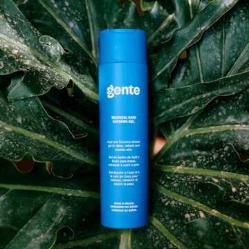Gente Beauty Tropical Rain Shower Gel Refreshing Acai & Coconut Cleanser | Made in Brazil with Natural Ingredients for Soft, Hydrated Skin – 10.15 fl oz