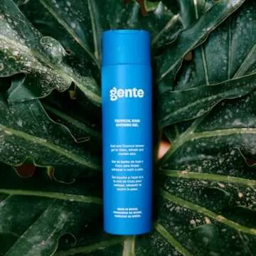 Gente Beauty Tropical Rain Shower Gel Refreshing Acai & Coconut Cleanser | Made in Brazil with Natural Ingredients for Soft, Hydrated Skin – 10.15 fl oz