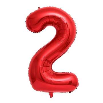 40 Inch Red Number 2 Balloons With Mini Mouse Head Balloon, 2nd Birthday Decoration Balloons, Cartoon Mouse Birthday Party Supplies, Red Black Theme Party Decorations. (Red 2)