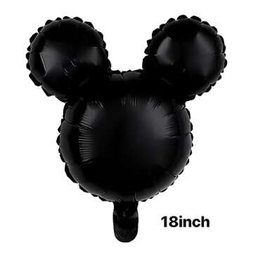40 Inch Red Number 2 Balloons With Mini Mouse Head Balloon, 2nd Birthday Decoration Balloons, Cartoon Mouse Birthday Party Supplies, Red Black Theme Party Decorations. (Red 2)
