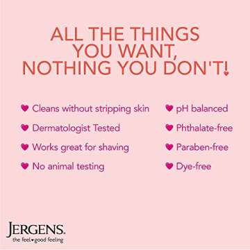 Jergens Softening Cherry Almond Body Wash, Daily Moisturizing Skin Cleanser, Infused with Cherry Almond Oil, pH Balanced, Paraben Free, Dye Free, , Dermatologist Tested, 22 oz (Packaging May Vary)