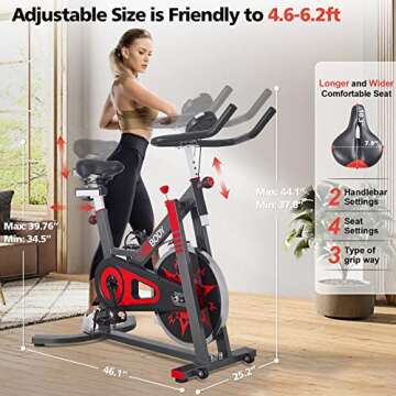 VIGBODY Exercise Bike Stationary Bikes for Home, Indoor Cycling Bike 330 lbs Weight Capacity, Spin Bike with Comfortable Seat Cushion, Fitness Bike for Gym Cardio Workout