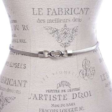 Women's Knot Buckle Skinny Elastic Chain Punk Wedding Belt Piece Stretch Waistband, silver (size: s/...