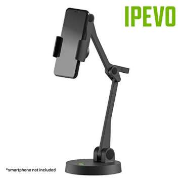 IPEVO Uplift Multi-Angle Arm for Smartphones, Multi-Jointed Phone Holder for Visual Communication an...