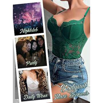 Popiv Lace Corset Bodysuit - Sexy Going Out Tops for Women