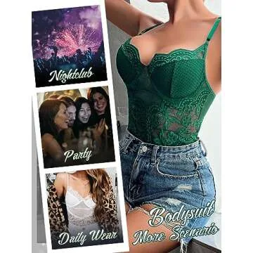 Popiv Lace Corset Bodysuit - Sexy Going Out Tops for Women