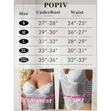 Popiv Lace Corset Bodysuit - Sexy Going Out Tops for Women