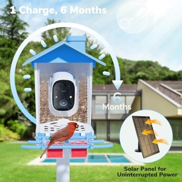 Twesync Bird Feeder with Camera, 2K HD Bird Video Capture, 5000mAh Battery with Solar Panel, Instant Arrival Alerts, Live View, AI Bird Species Identification, Perfect for Bird Lovers