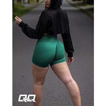 QOQ Workout Shorts Womens Seamless Scrunch Gym Shorts High-Waisted Butt Lifting Fitness Shorts Ivy M
