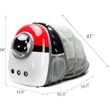 Expandable Cat Carrier Backpack Bubble, Space Capsule Bubble Pet Travel Carrier for Small Dog, Pet Hiking Traveling Backpack (Pokemon, Expandable Backpack - Solid Hard)