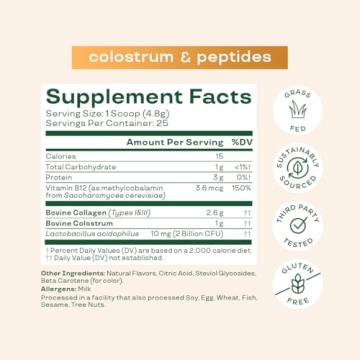 Bloom Nutrition Bovine Colostrum Powder for Immune Support and Beauty