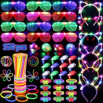150PCS Glow in the Dark Party Supplies – Light Up Fun for All Ages