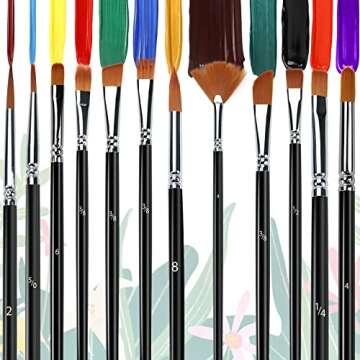 HTVRONT 12 Piece Artist Paint Brush Set for All Mediums