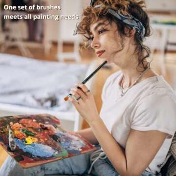 HTVRONT 12 Piece Artist Paint Brush Set for All Mediums