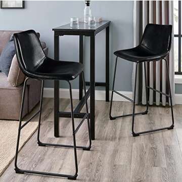 LEMBERI 30 inch Modern Bar Stools Set of 2 Black