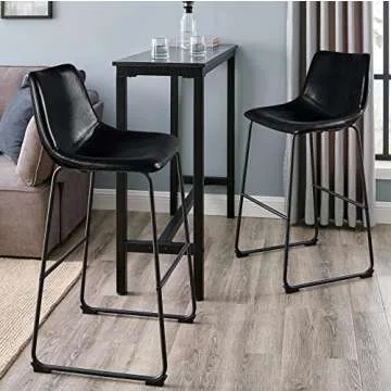 LEMBERI 30 inch Modern Bar Stools Set of 2 Black