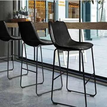 LEMBERI 30 inch Modern Bar Stools Set of 2 Black